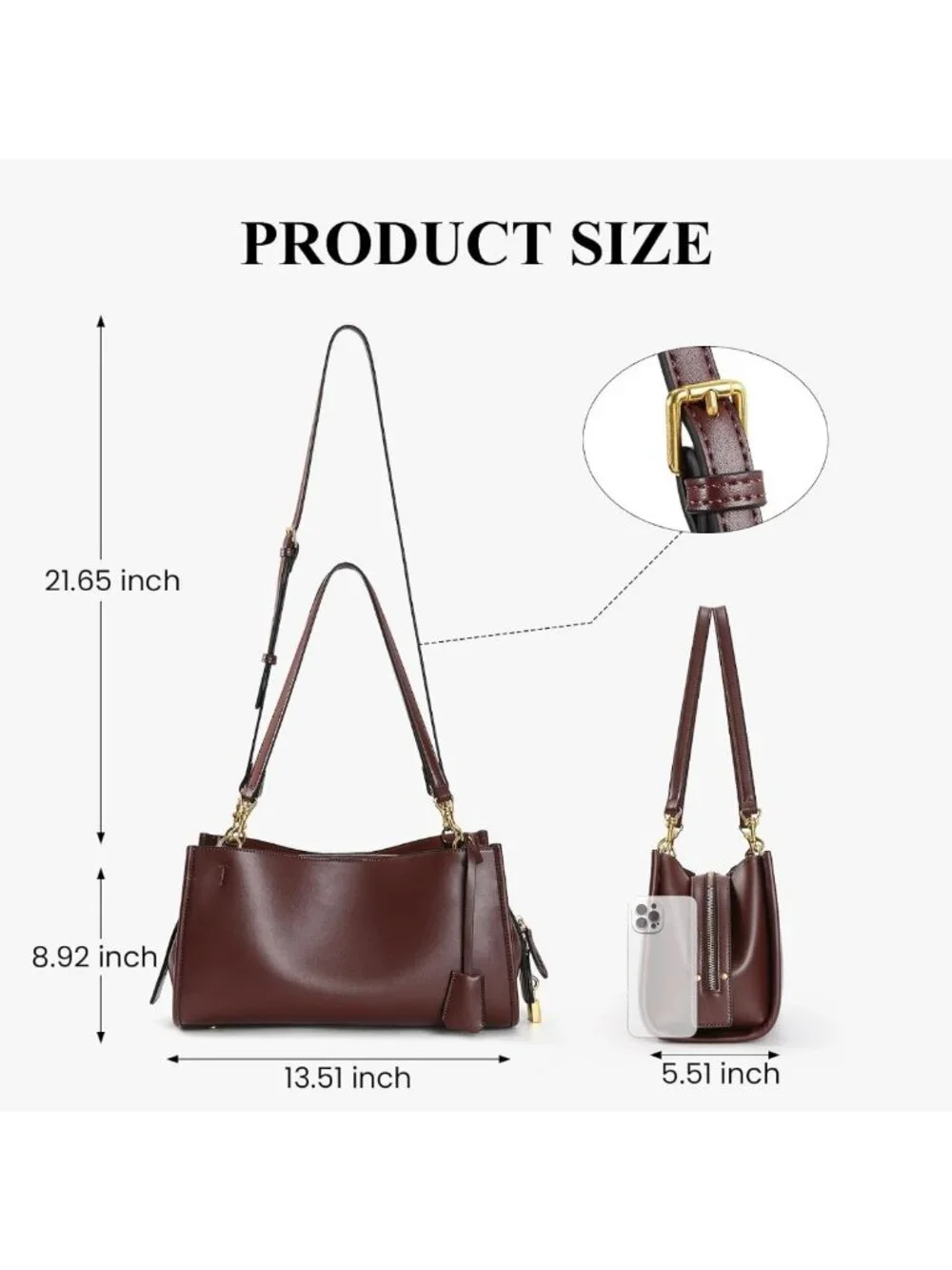 Vintage PU Leather Shoulder Tote Bag | Trendy Slouchy Hobo Handbag for Work